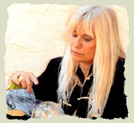    Photo of Share reading her crystal ball.